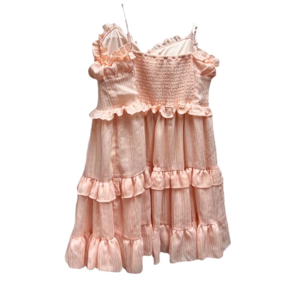 Wild Fable Peach Spaghetti Strap Ruffle Dress Size MD Milkmaid Wedding Fairygoth - Picture 2 of 4